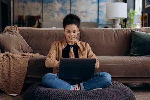 woman studying online