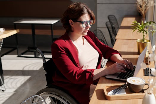 A woman enjoying her work while traveling