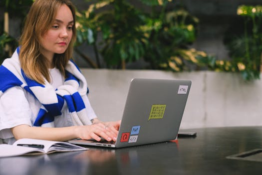 Woman studying coding