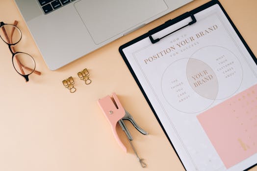 Organized workspace with planner and laptop