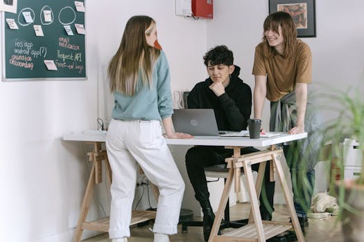 group of women in tech collaborating