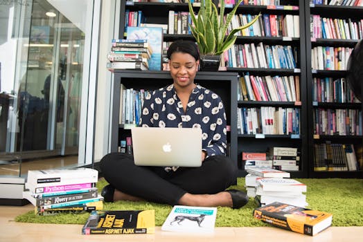 woman learning coding online